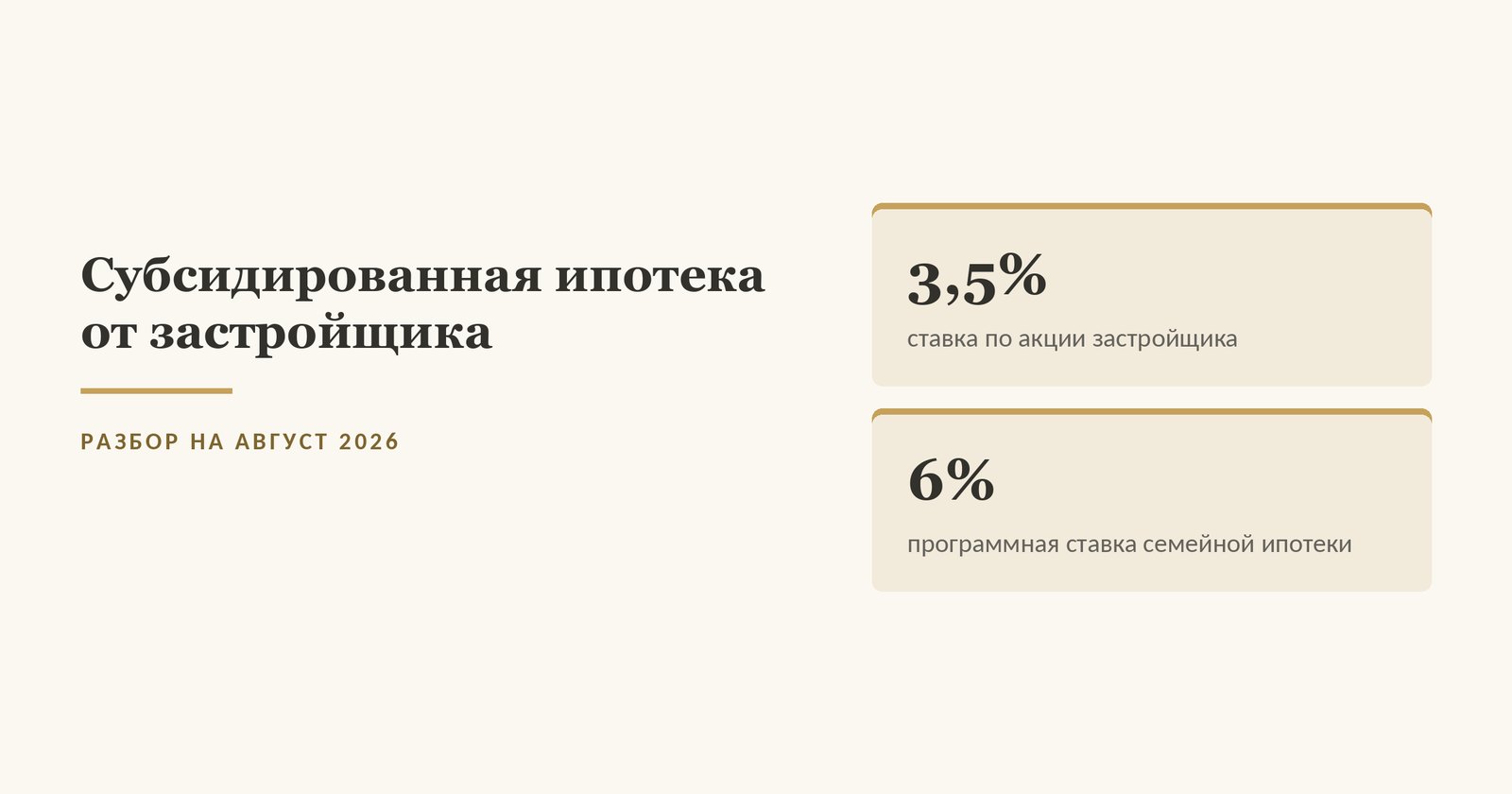 Субсидированная ипотека от застройщика: ставка 3,5 процента вместо программных 6, за снижение ставки платит покупатель ценой квартиры