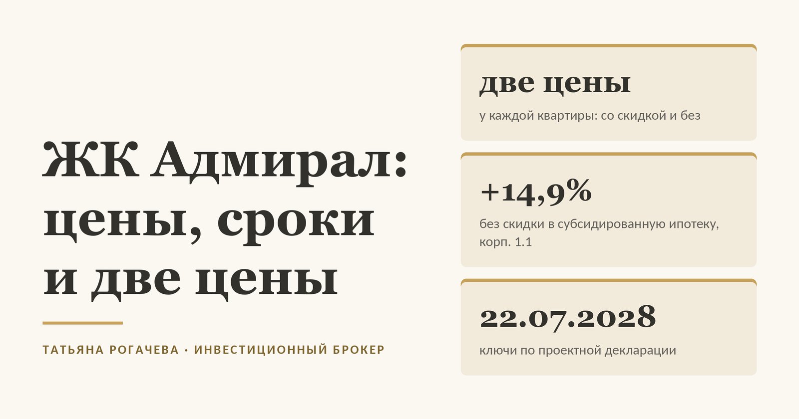 Обложка статьи о ЖК Адмирал от Галса в Печатниках: у каждой квартиры две цены - со скидкой при полной оплате или обычной ипотеке до 31 октября 2026 года и без скидки при субсидированной ипотеке, в корпусе 1.1 на 14,9% выше; ключи 22 июля 2028 года по проектной декларации. Изображение иллюстративное